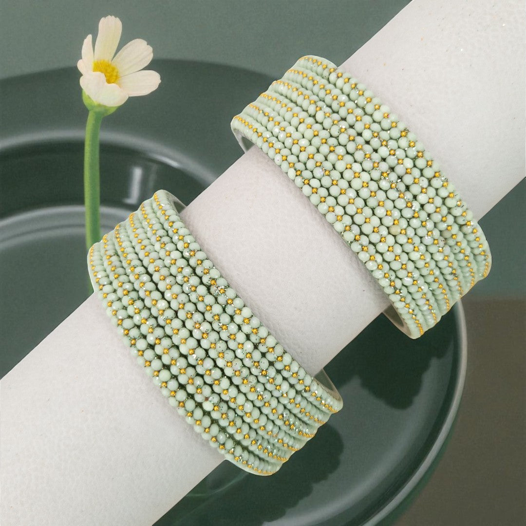 Rain Drop Glass Bangles – Set of 12 - Dark Blue