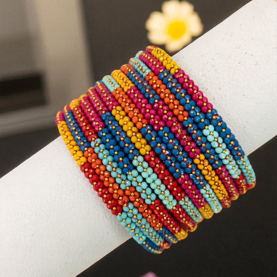 Perlen Glas Armreifen – 12er Set - Multi Color