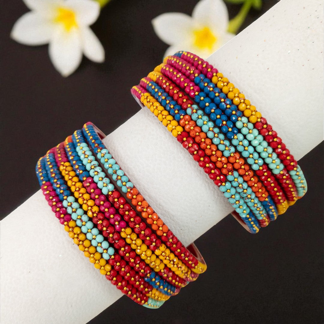 Perlen Glas Armreifen – 12er Set - Multi Color