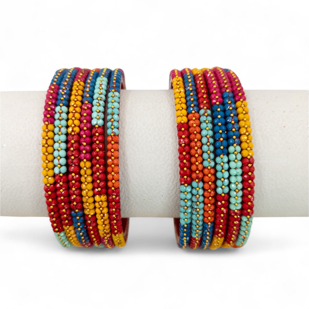 Perlen Glas Armreifen – 12er Set - Multi Color