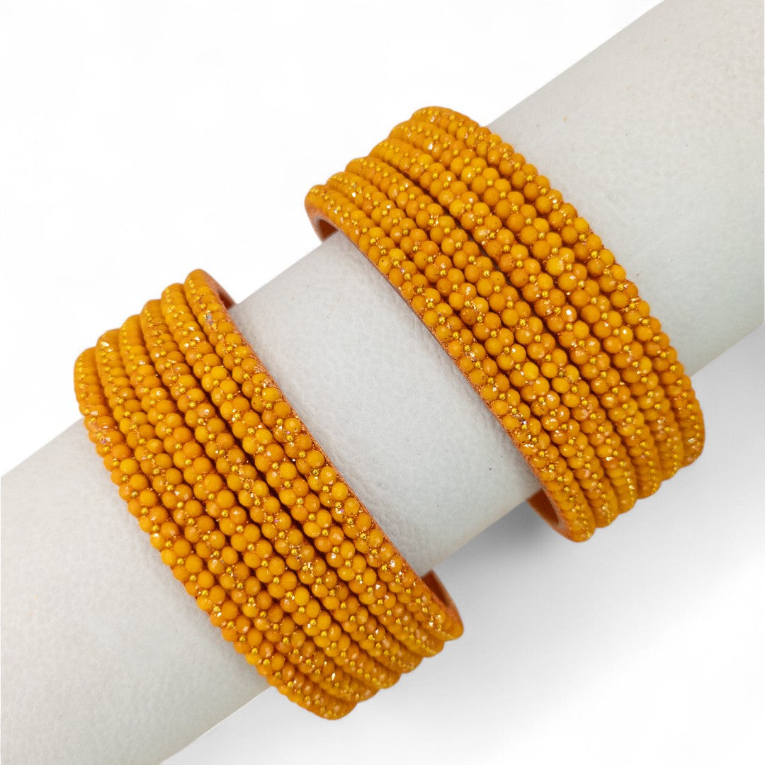 Perlen Glas Armreifen – 12er Set - orange