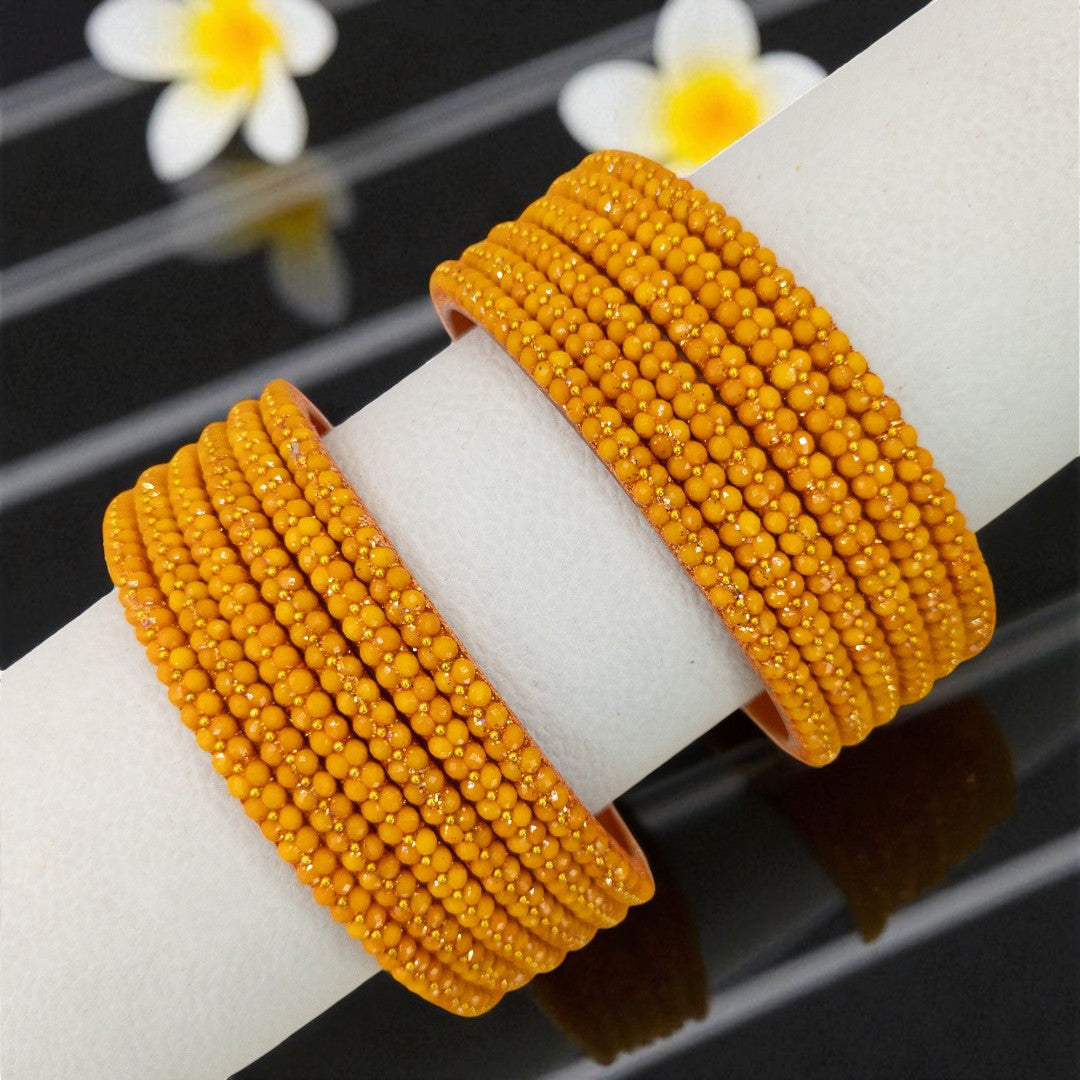 Perlen Glas Armreifen – 12er Set - orange
