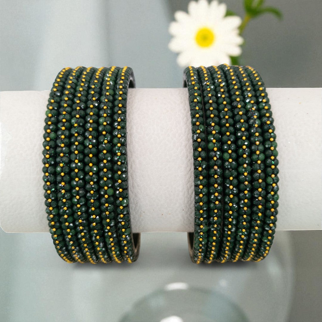 Rain Drop Glass Bangles – Set of 12 - Dark Blue