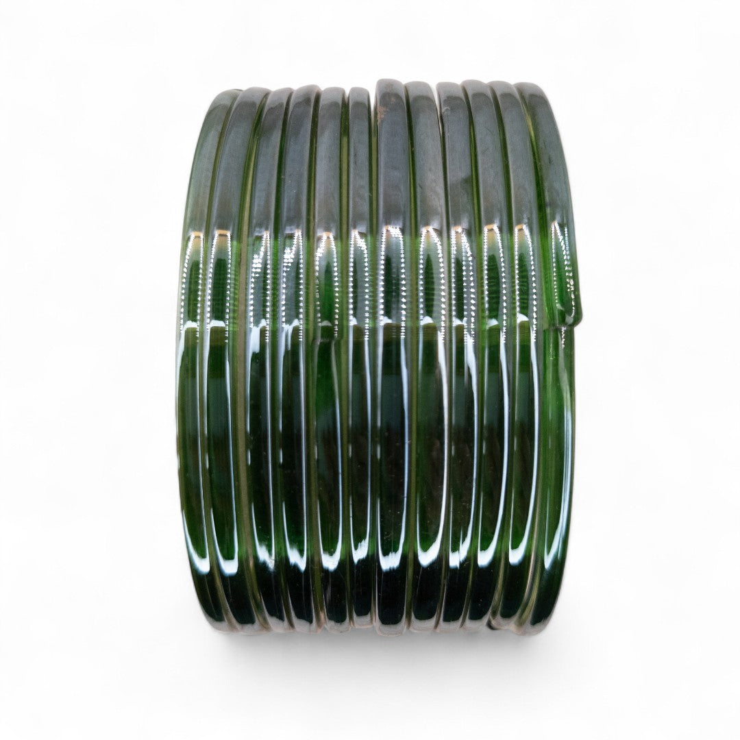 Rain Drop Glass Bangles – Set of 12 - Dark Blue