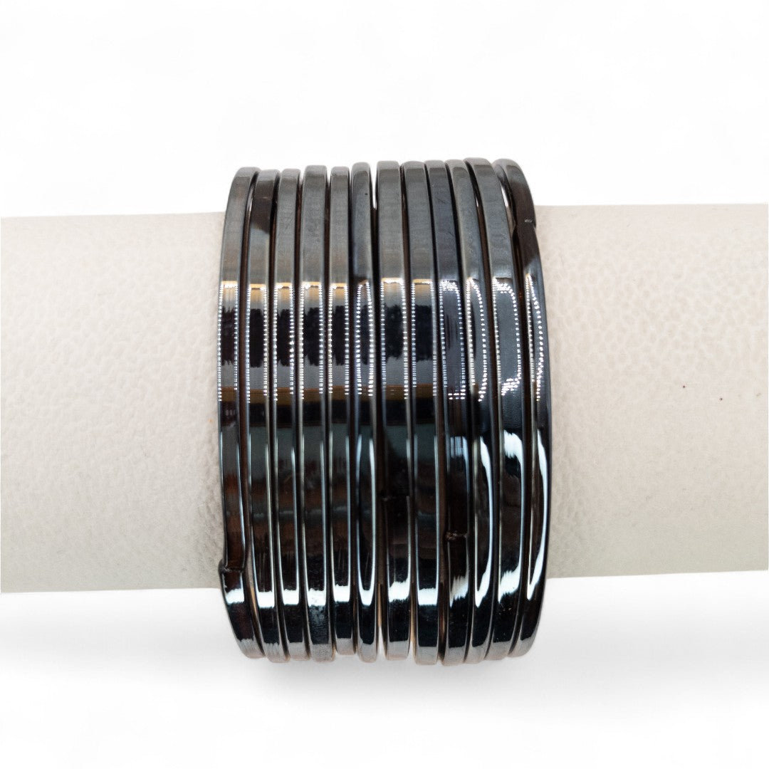 Rain Drop Glass Bangles – Set of 12 - Dark Blue