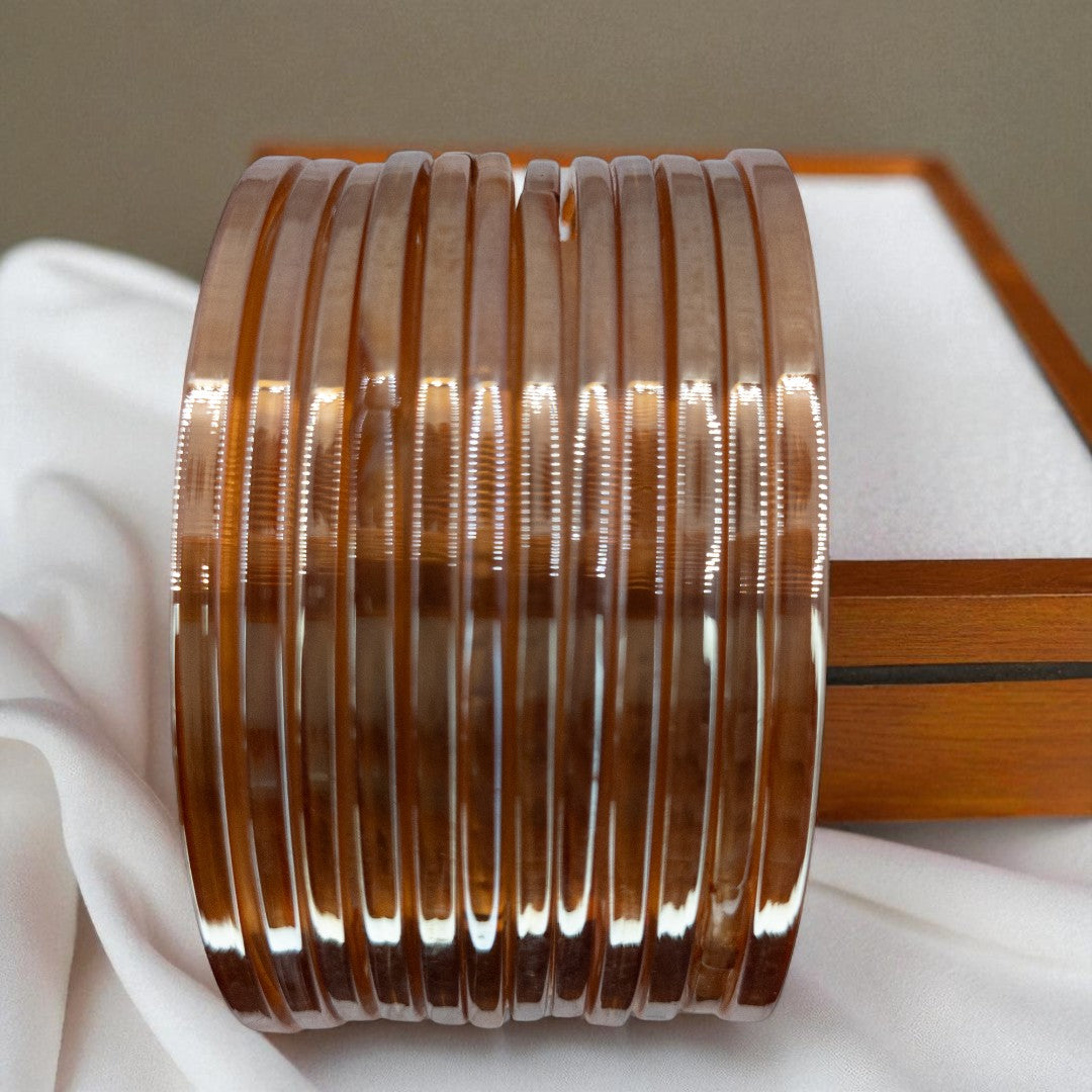 Plain Glas Armreifen in Metallic-Farbe – 12er Set - kupfer-braun