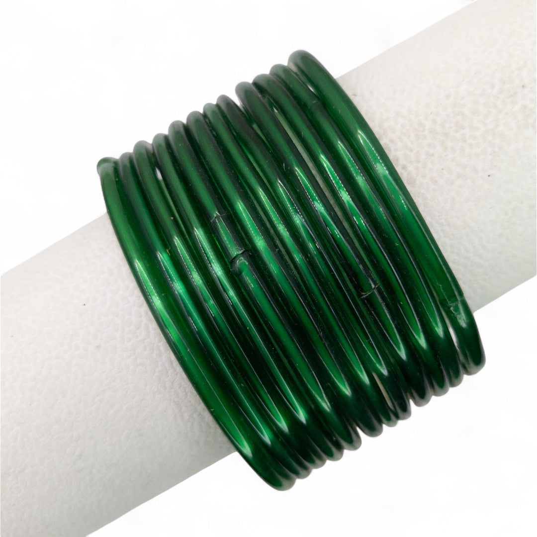 Rain Drop Glass Bangles – Set of 12 - Dark Blue