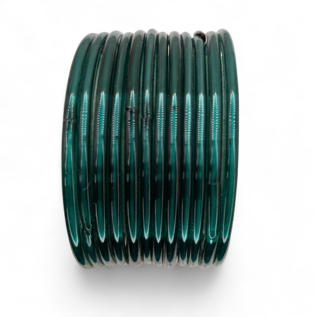 Rain Drop Glass Bangles – Set of 12 - Dark Blue
