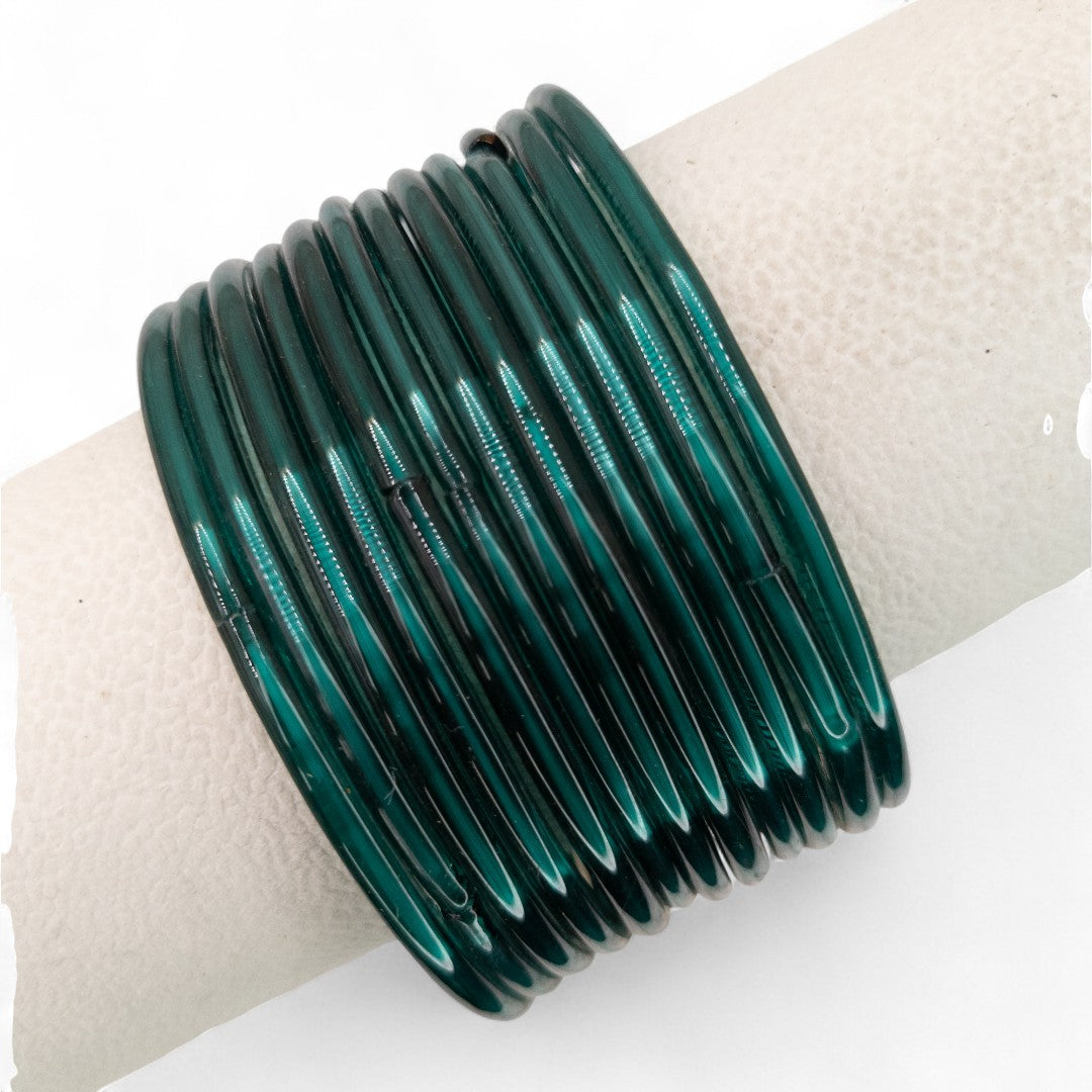 Rain Drop Glass Bangles – Set of 12 - Dark Blue