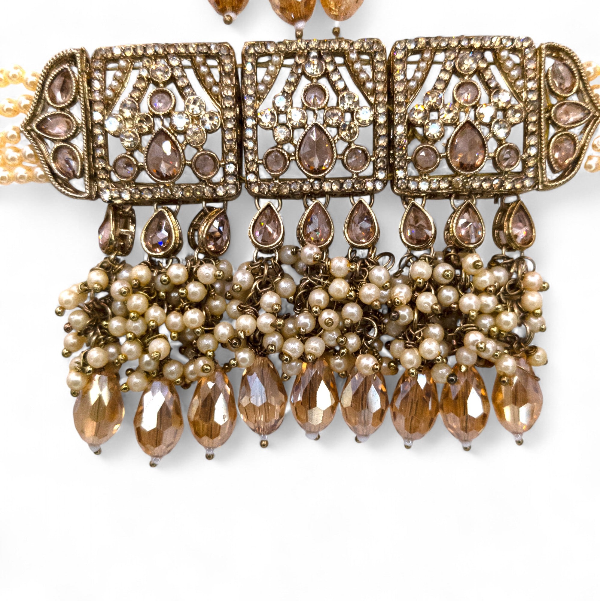 Polki Gold Choker Halskette | mit Ohrringe & Tikka