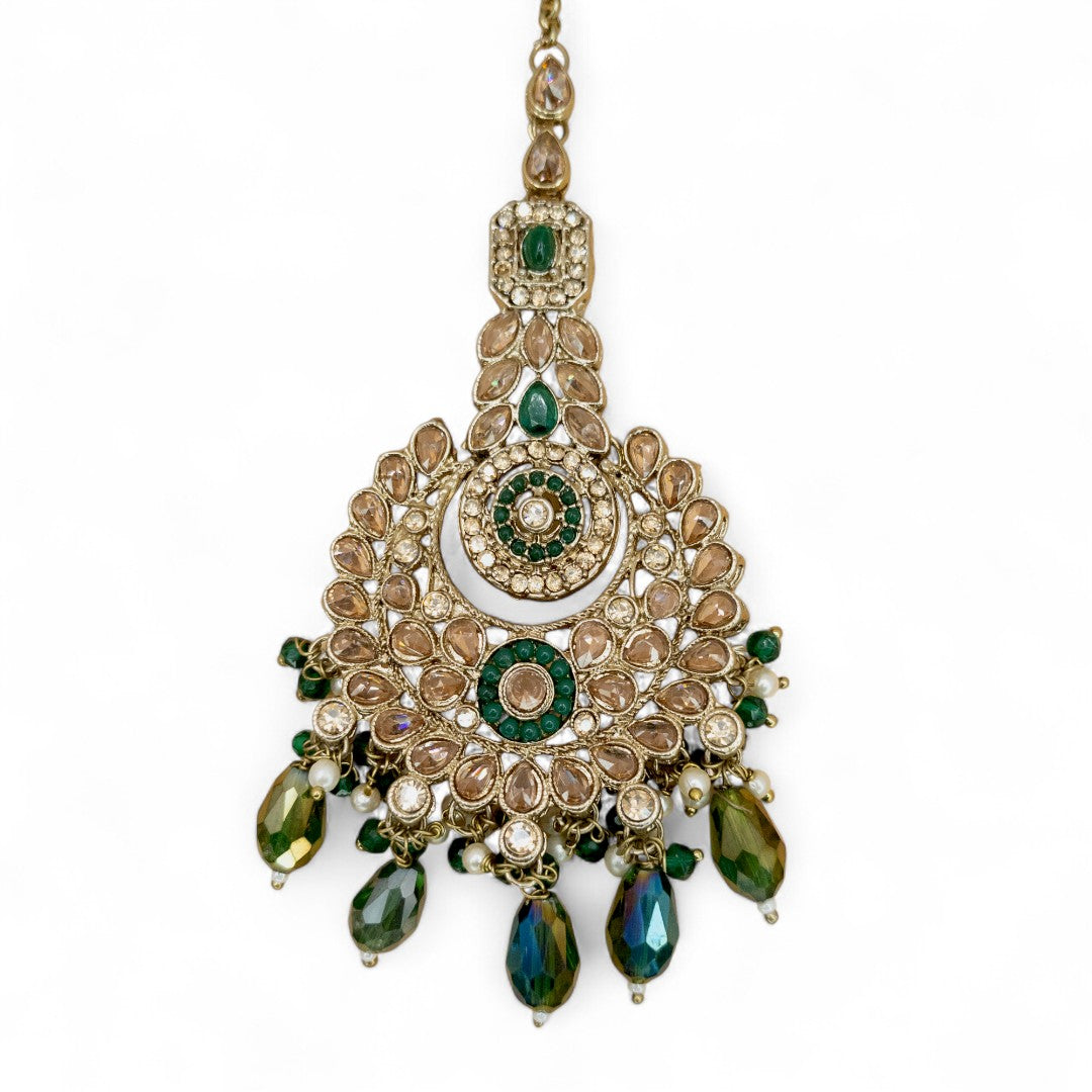 Necklace with Earrings &amp; Tikka - gold