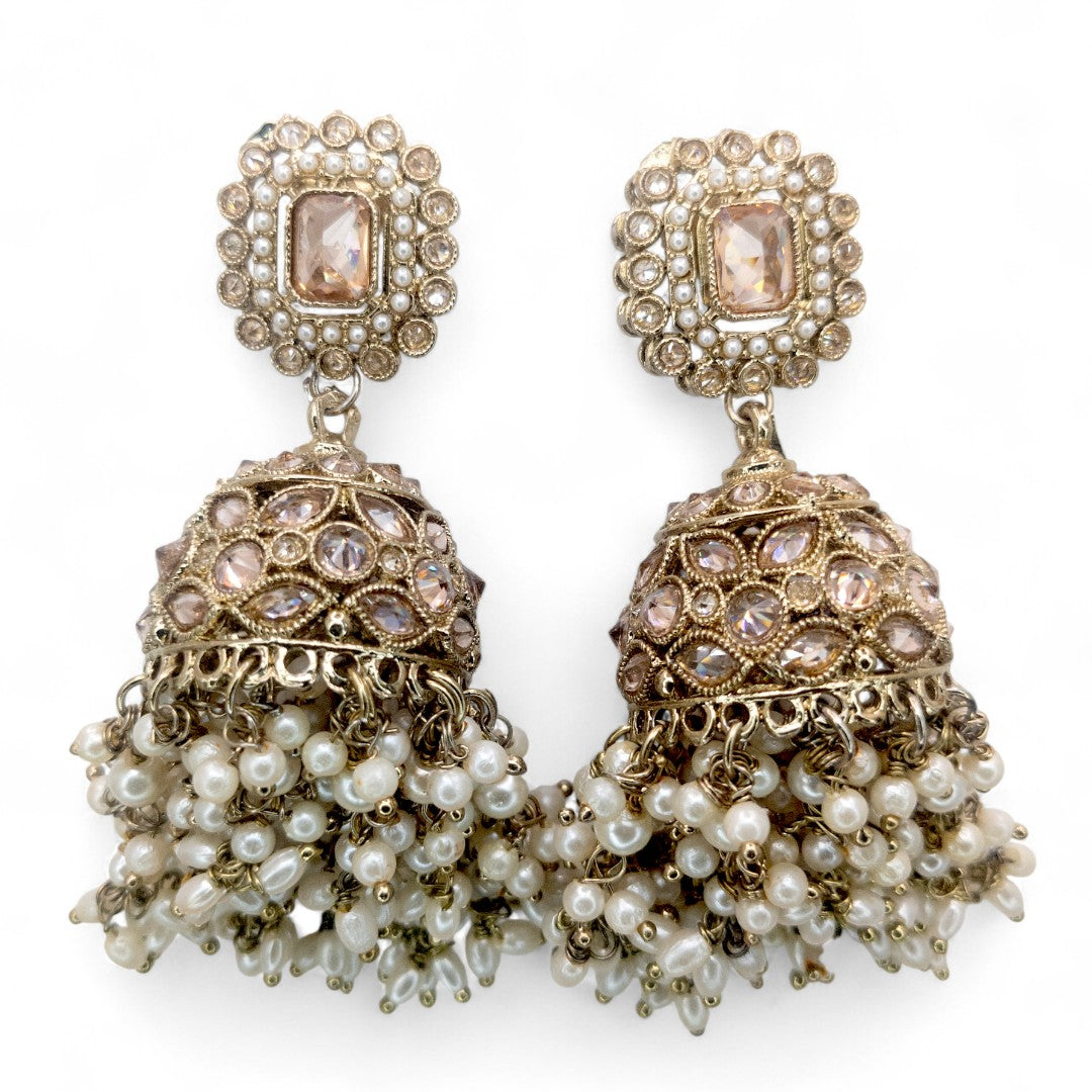 Polki Halskette mit Ohrringe & Tikka - gold