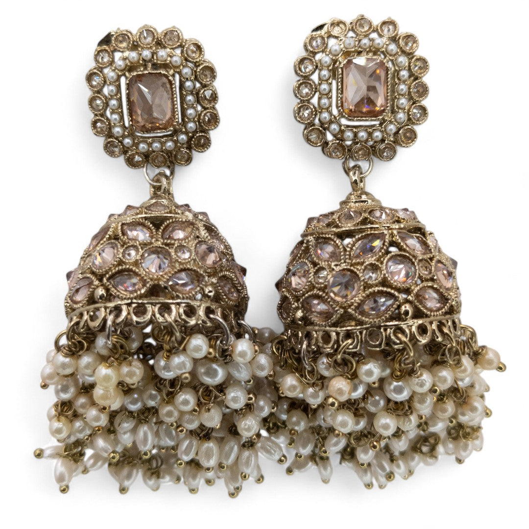 Polki Bridal Necklace with Earrings &amp; Tikka - Silver