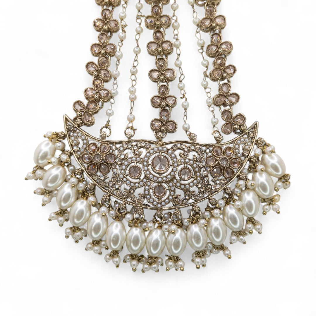 Polki Choker Halskette mit Ohrringe, Passa & Tikka - gold (Braut Schmuck)