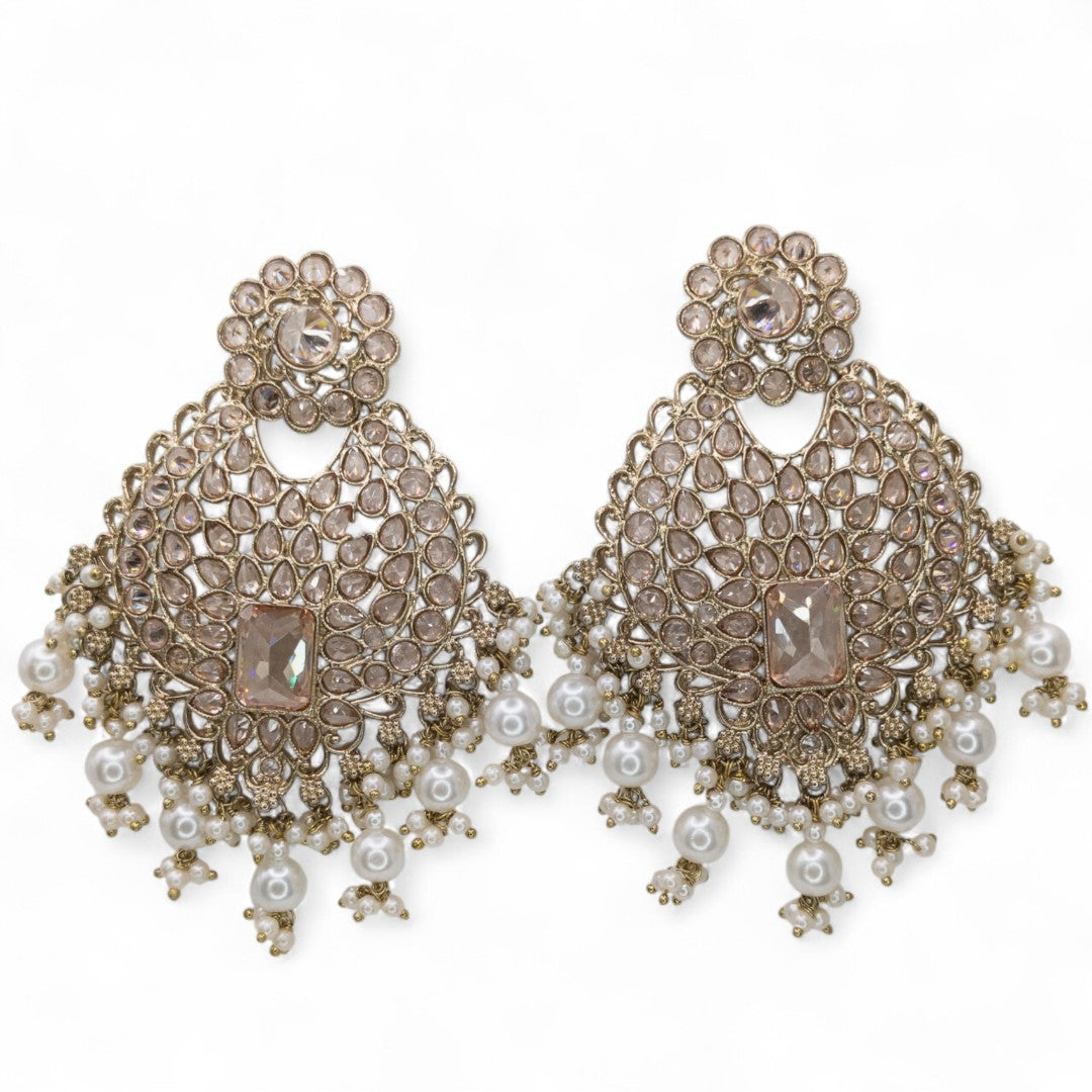 Polki Bridal Necklace with Earrings &amp; Tikka - Silver