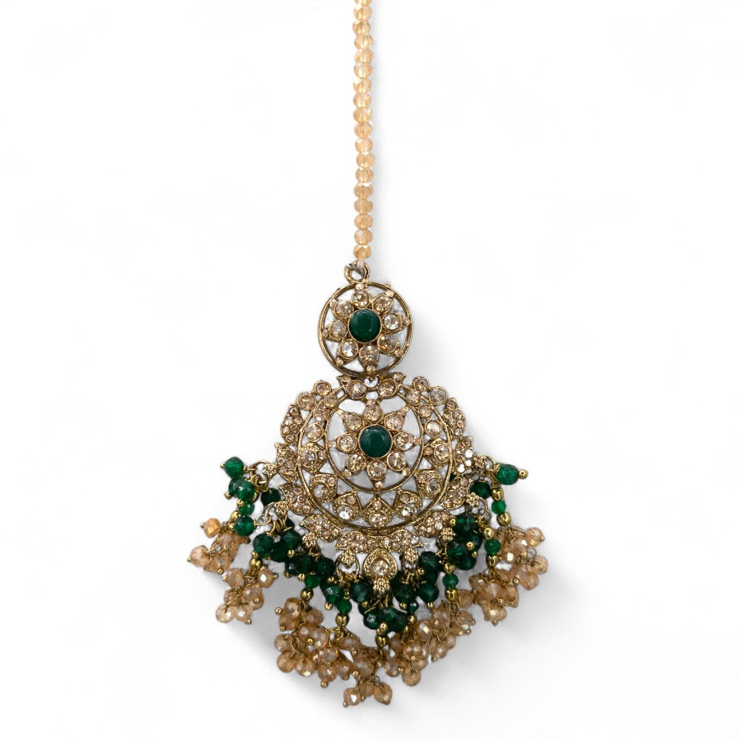 Necklace with Earrings &amp; Tikka - gold