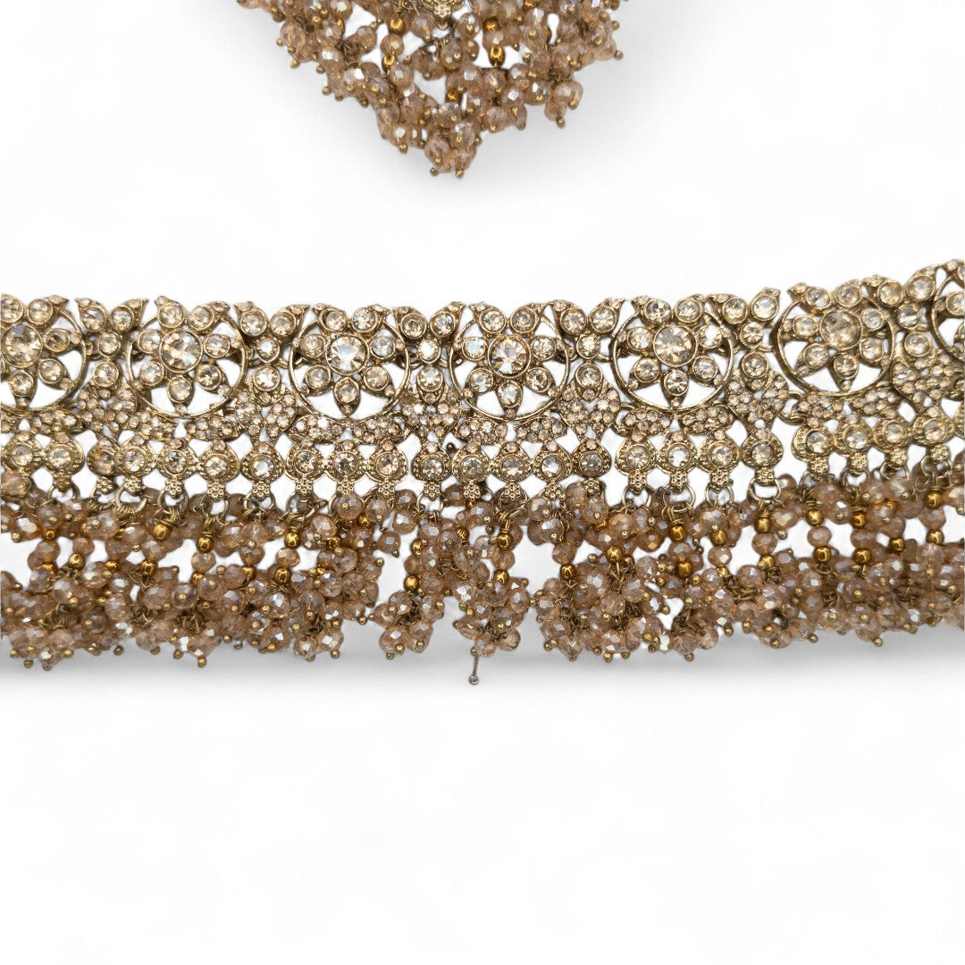 Polki Choker Halskette mit Ohrringe, Passa & Tikka - gold