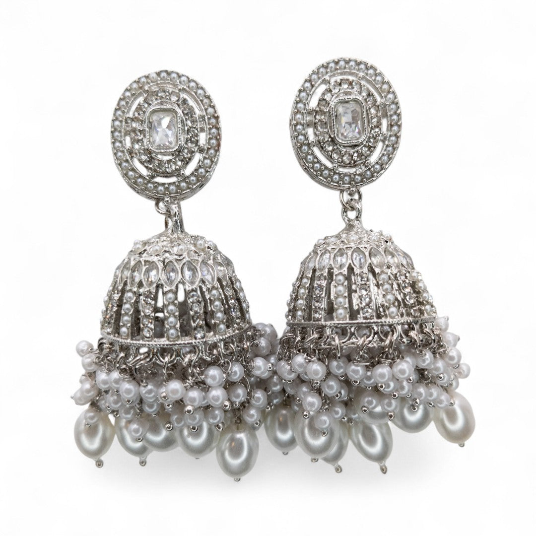 Polki Silver Choker Necklace | with Earrings &amp; Tikka
