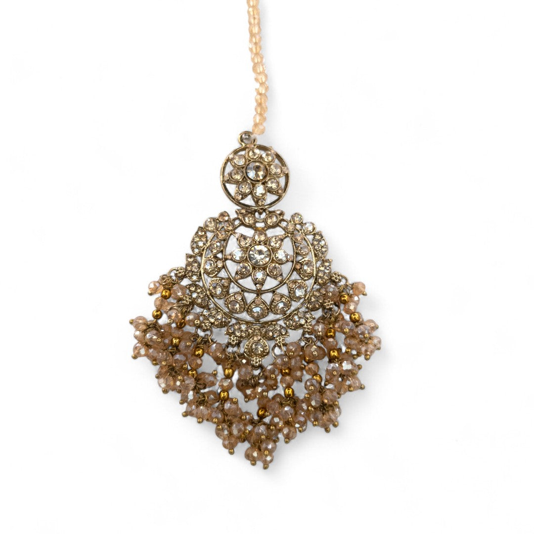 Polki Choker Halskette mit Ohrringe, Passa & Tikka - gold