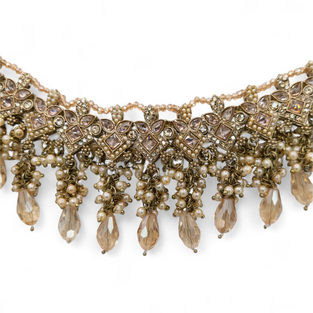 Polki  Choker Halskette  mit Ohrringe & Tikka | gold