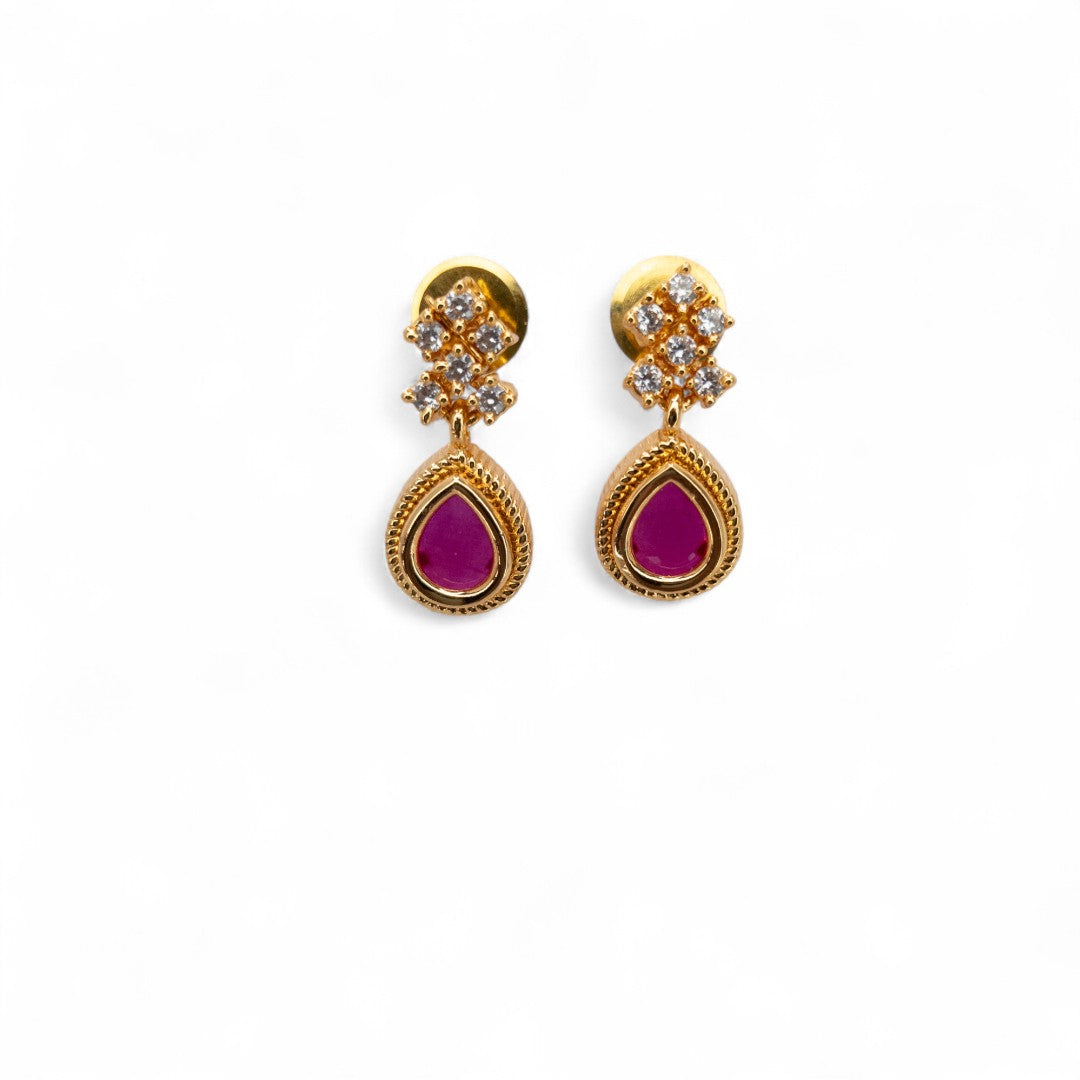 Trendy - Halskette mit Ohrringe - gold | magenta