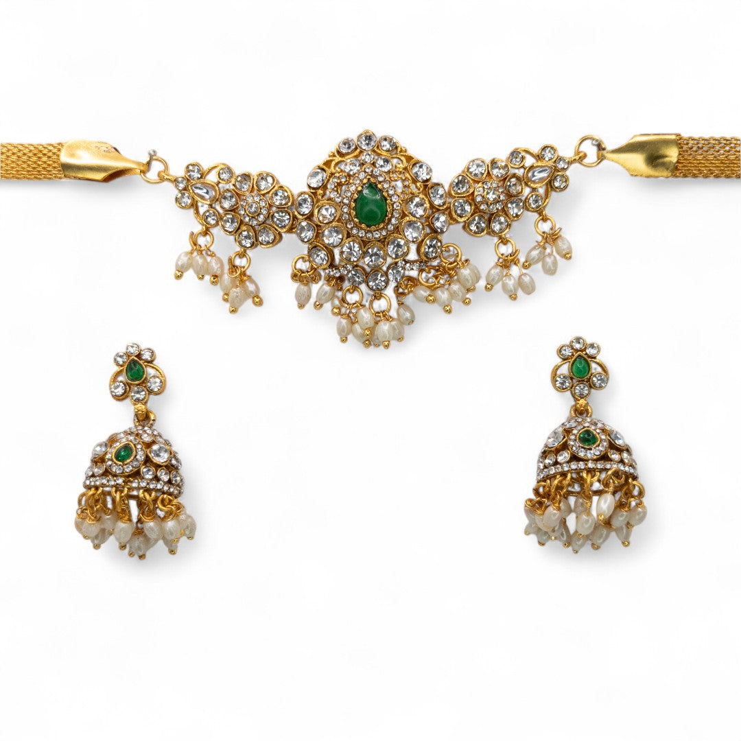 Temple Choker Necklace with Earrings