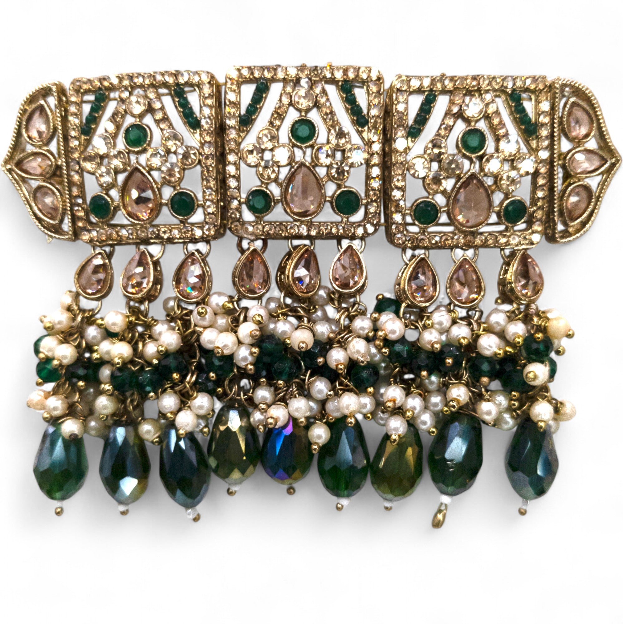 Polki Silver Choker Necklace | with Earrings &amp; Tikka