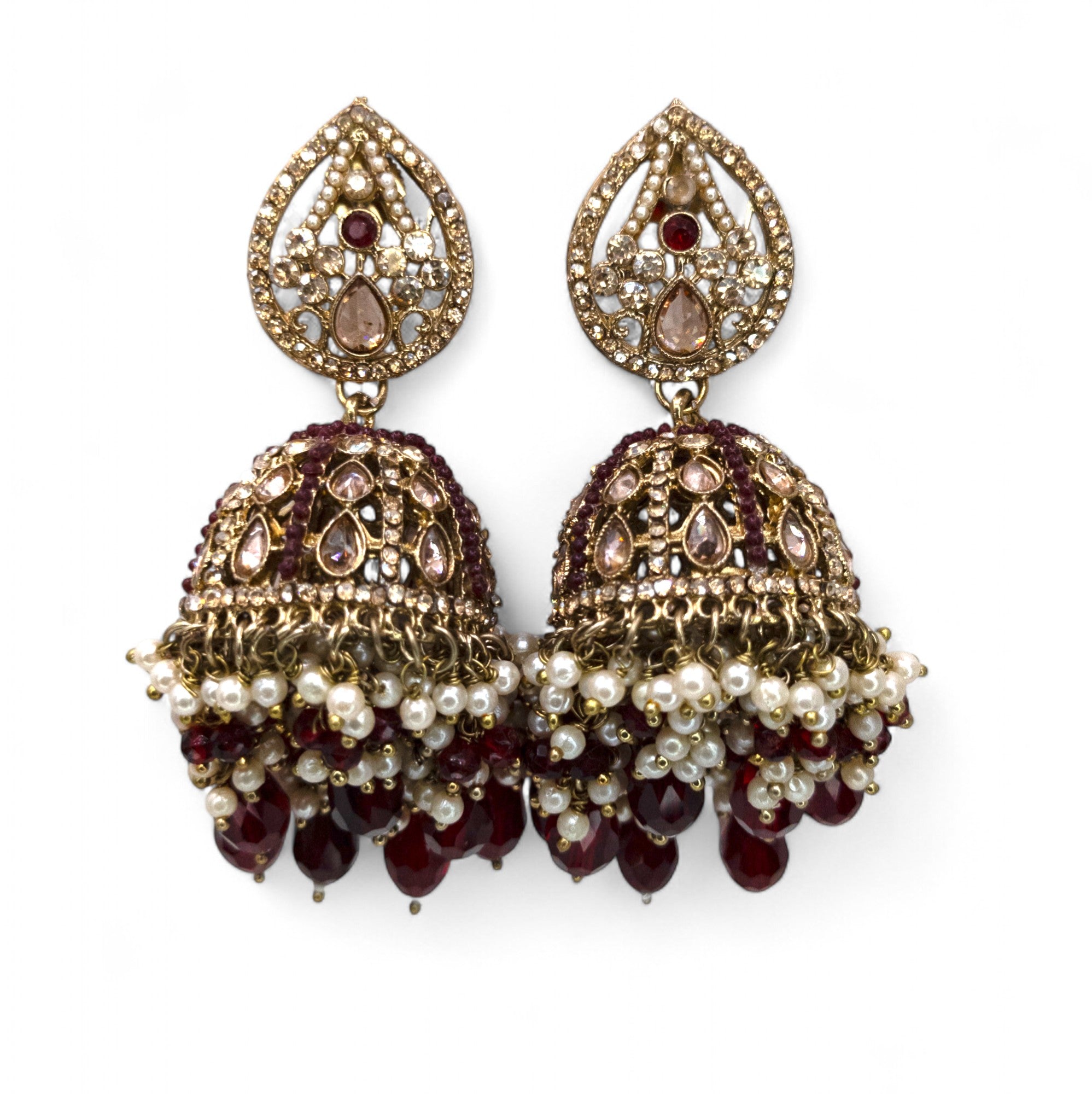 Polki Gold Choker Halskette | mit Ohrringe & Tikka | maroon