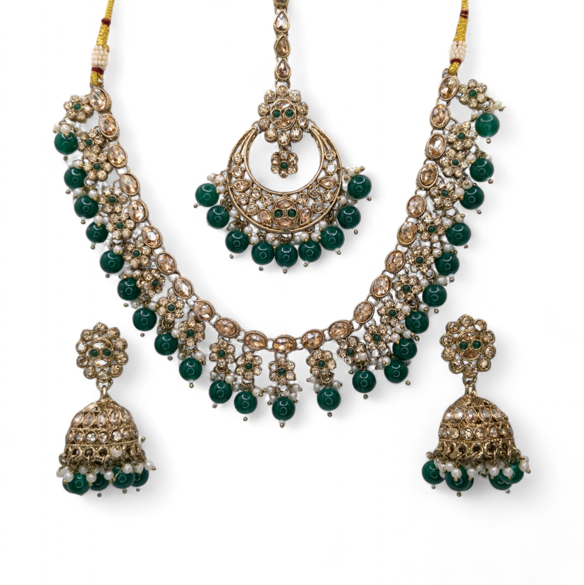 Necklace with Earrings &amp; Tikka - gold
