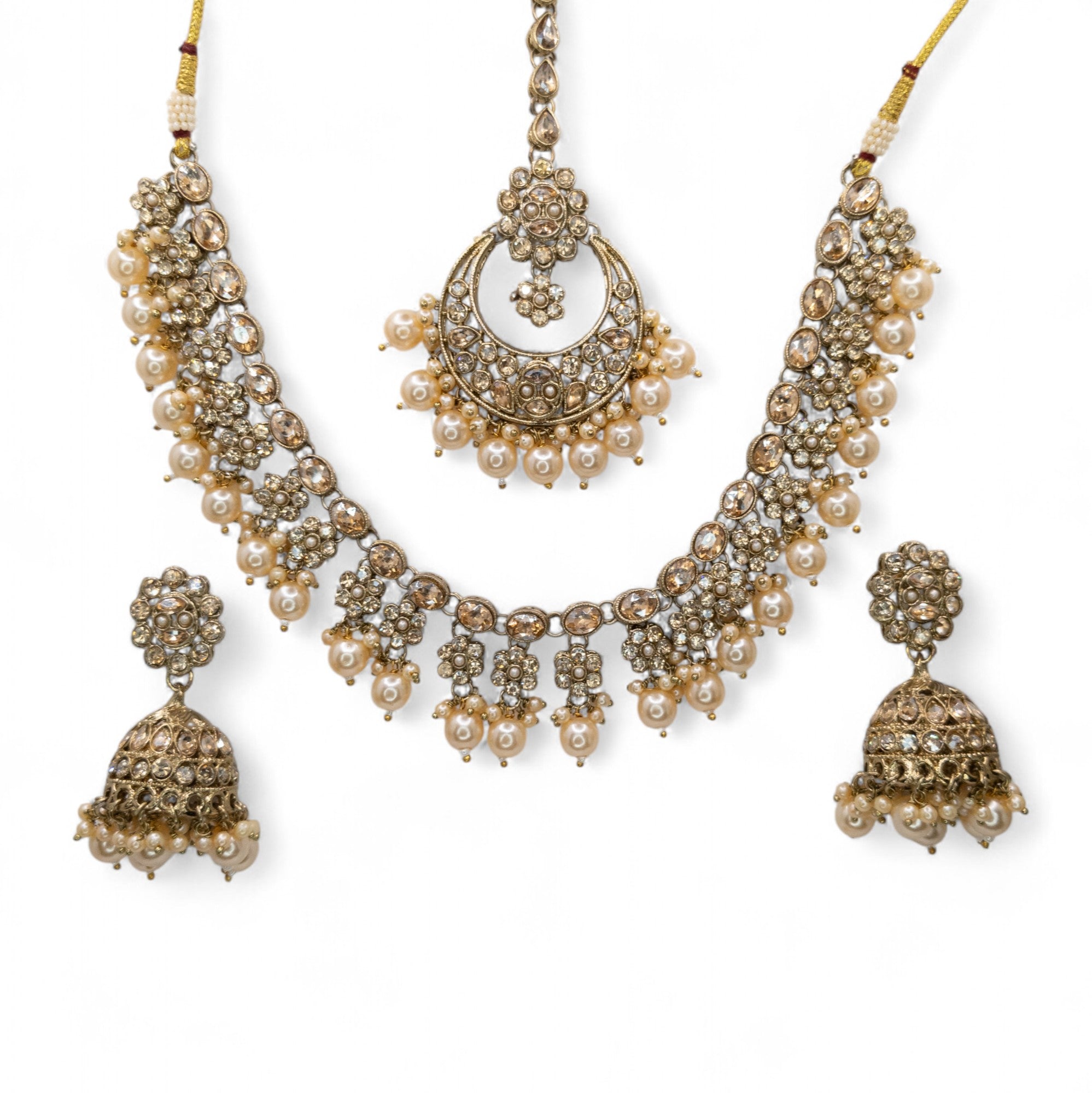 Necklace with Earrings &amp; Tikka - gold