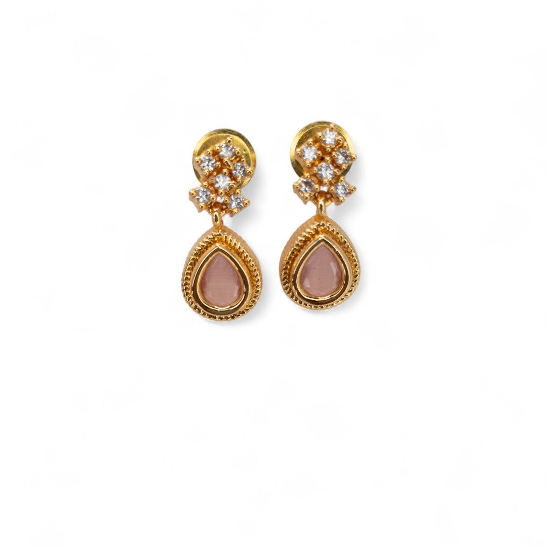 Trendy - Halskette mit Ohrringe - gold | rosa