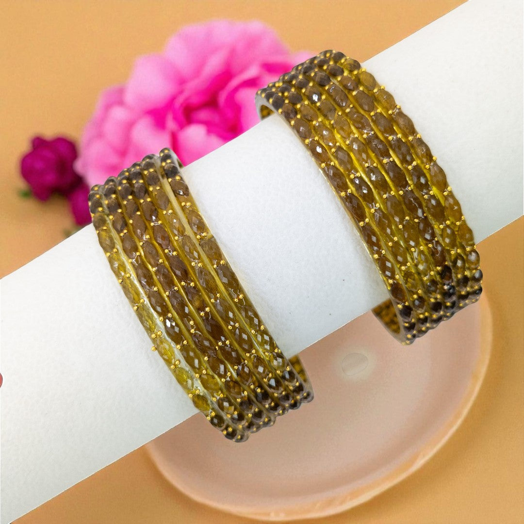 Rain Drop Glass Bangles – Set of 12 - Dark Blue