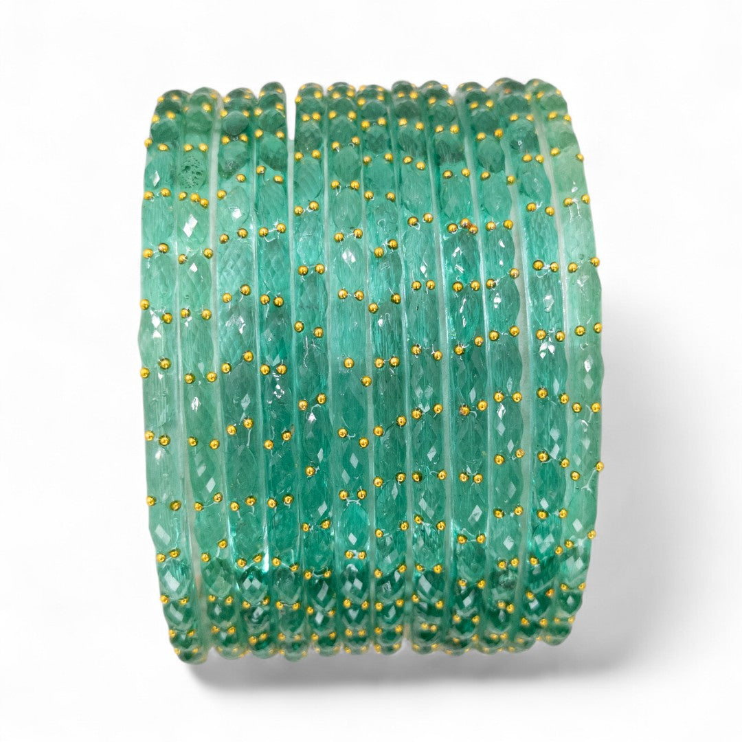 Rain Drop Glass Bangles – Set of 12 - Dark Blue