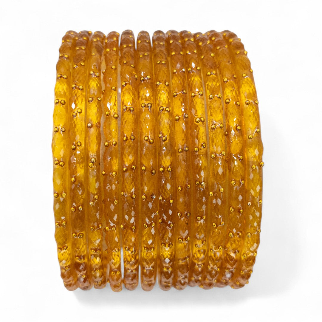 Rain Drop Glass Bangles – Set of 12 - Dark Blue