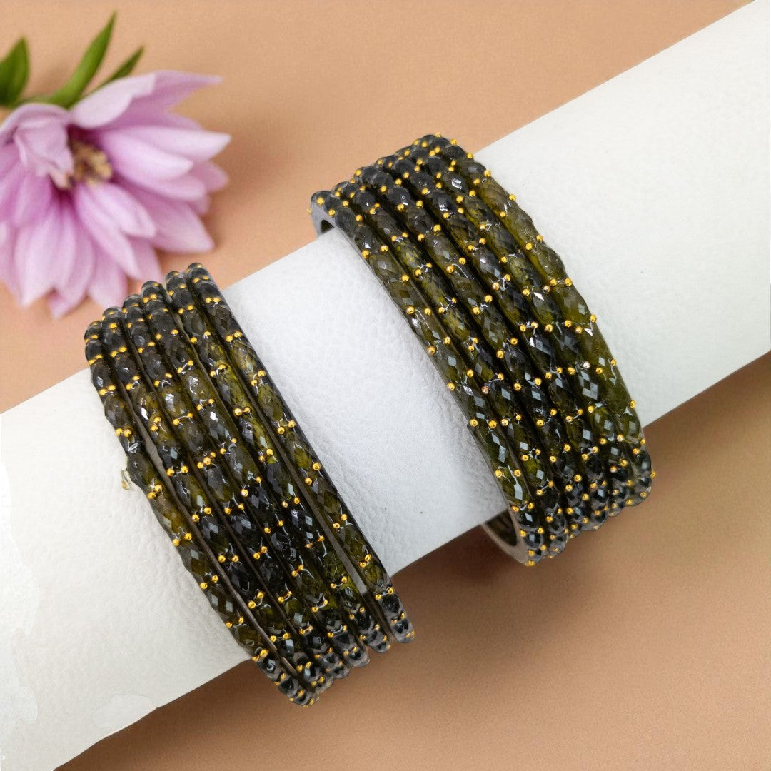 Rain Drop Glass Bangles – Set of 12 - Dark Blue