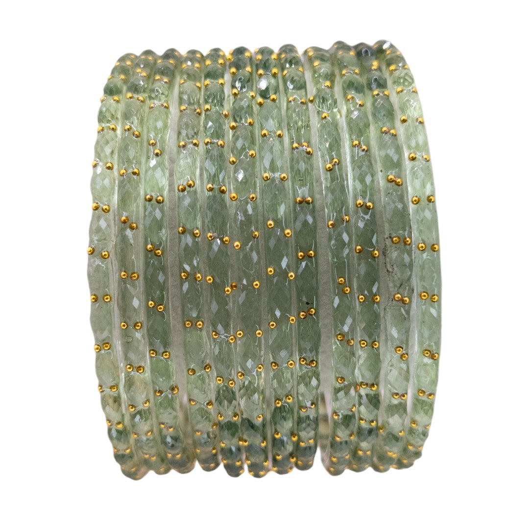 Rain Drop Glass Bangles – Set of 12 - Dark Blue