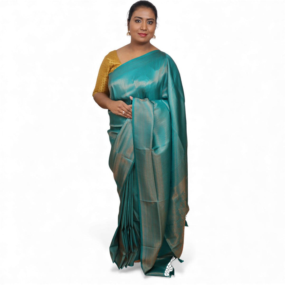 Soft Silk Saree – Hochwertige Handloom-Seide | Premium Weiche Seide Sari |dunkles Smaragdgrün