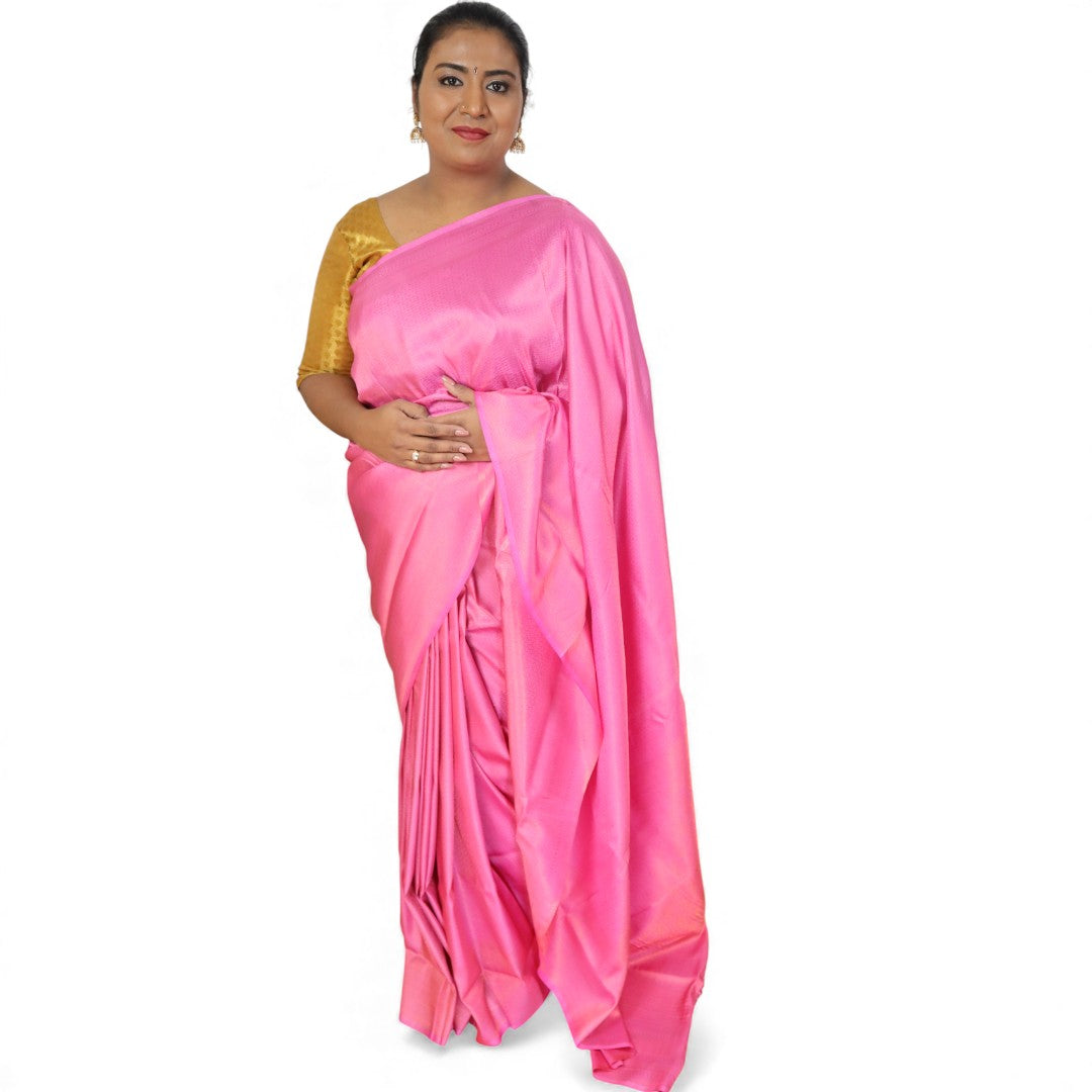 Soft Silk Saree – Hochwertige Handloom-Seide | Premium Weiche Seide Sari | Rosa Dunkel
