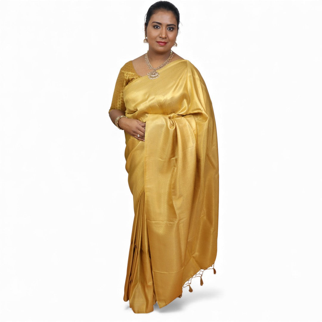 Soft Silk Saree – Hochwertige Handloom-Seide | Premium Weiche Seide Sari | gold