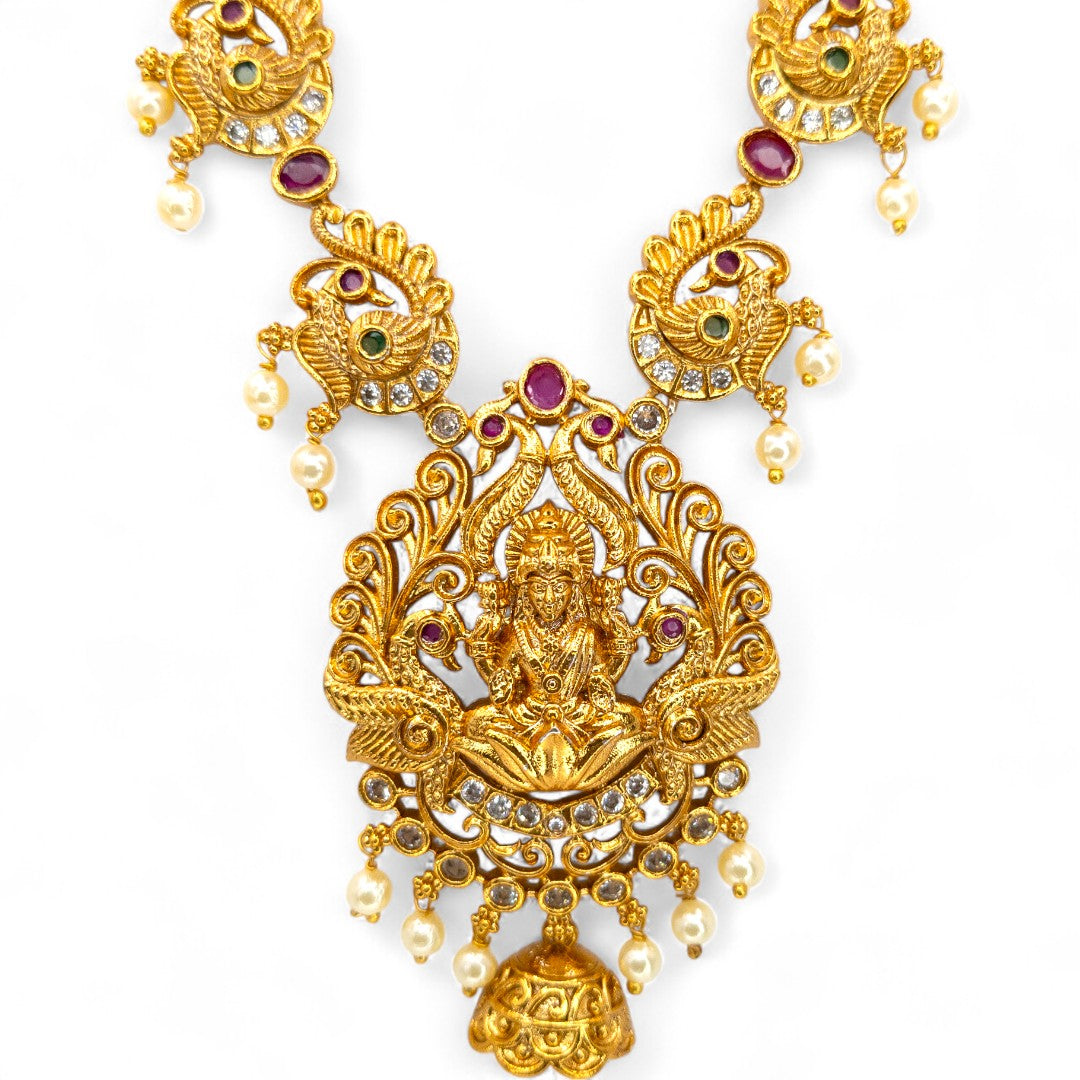 Tempel Halskette mit Ohrringe - gold
