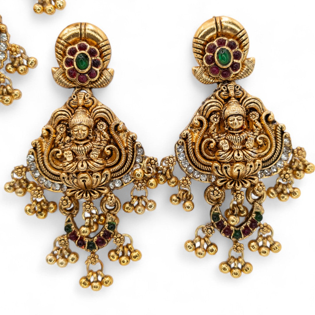 Tempel Halskette mit Ohrringe - gold