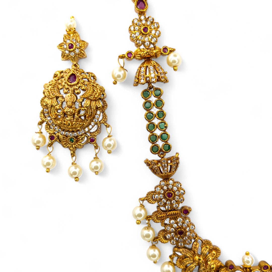 Tempel Halskette mit Ohrringe - gold