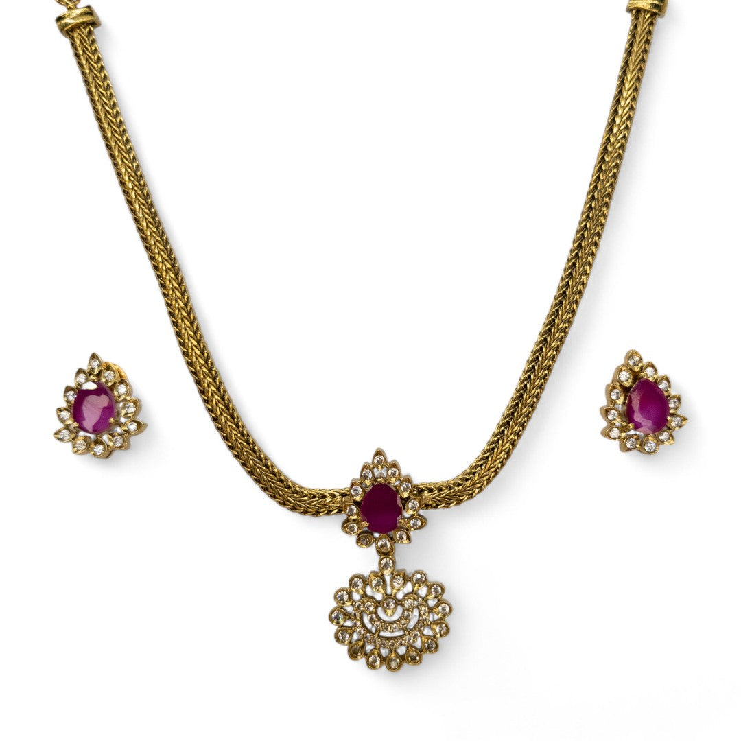 Trendy - Halskette mit Ohrringe - gold | Magenta