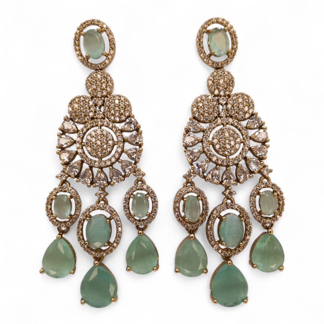 Victorian Halskette mit Ohrringe - gold | mint