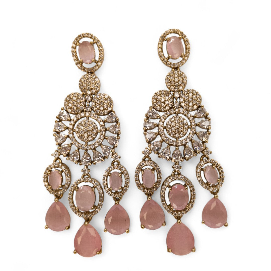 Victorian Halskette mit Ohrringe - gold | Rosa