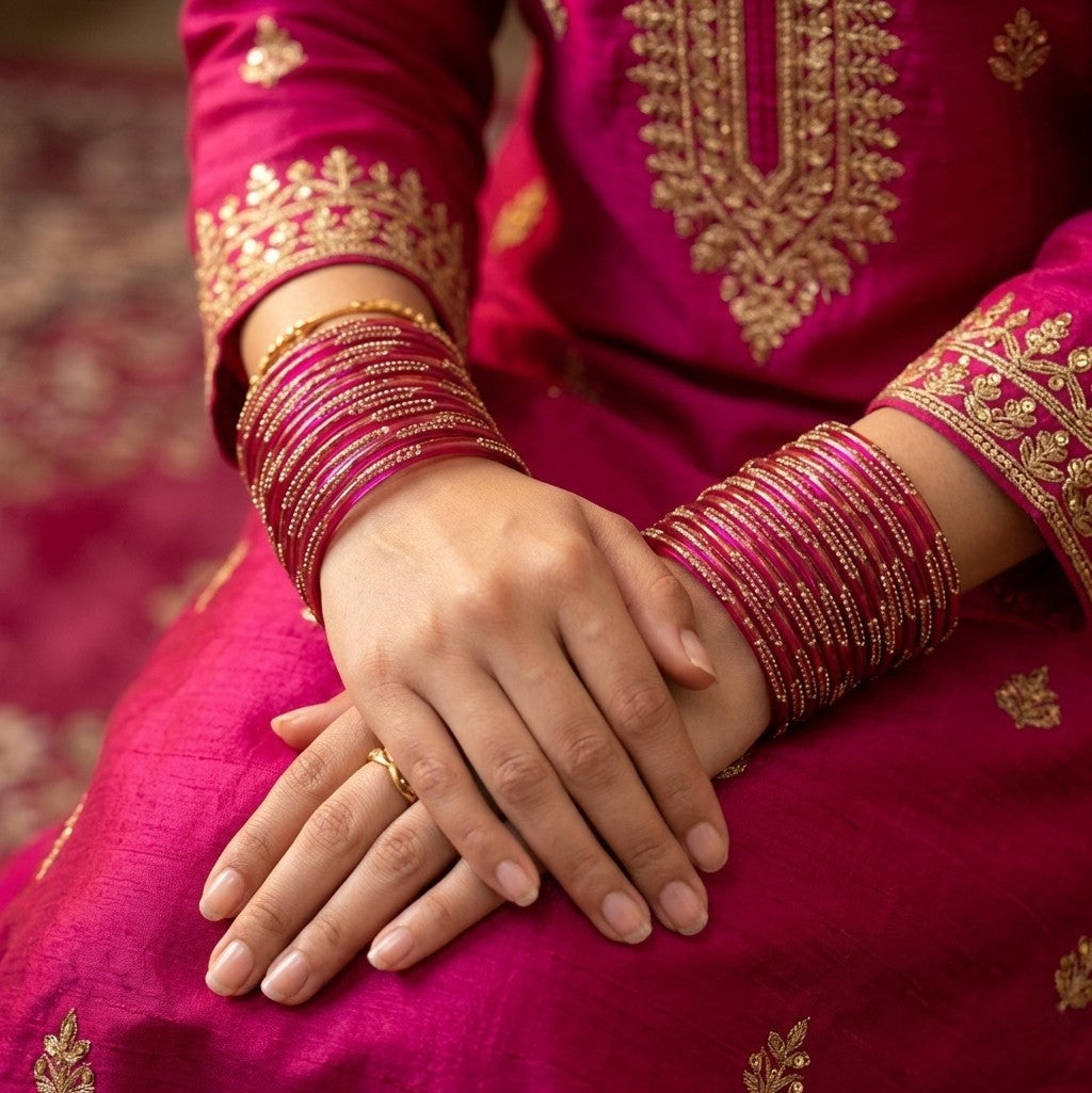 Rain Drop Glass Bangles – Set of 12 - Dark Blue