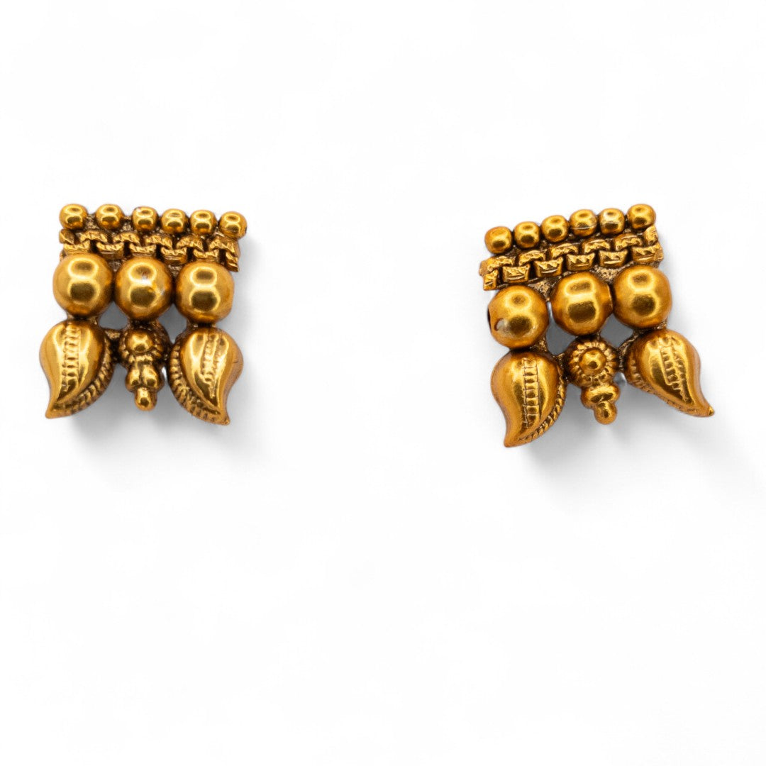 Hals- und Lange Kette mit Ohrringe Set - Mattgold | Combo Set