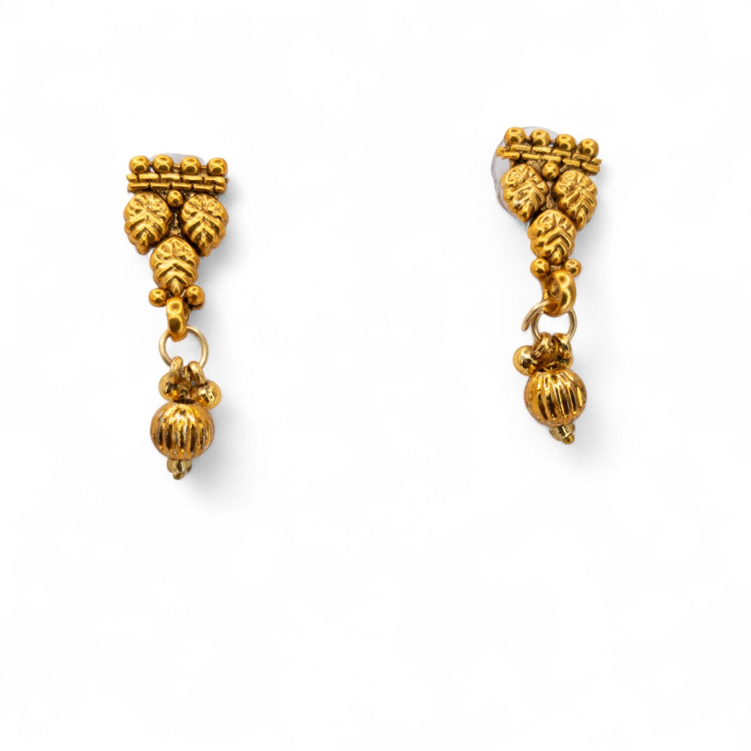 Hals- und Lange Kette mit Ohrringe Set - Mattgold | Combo Set