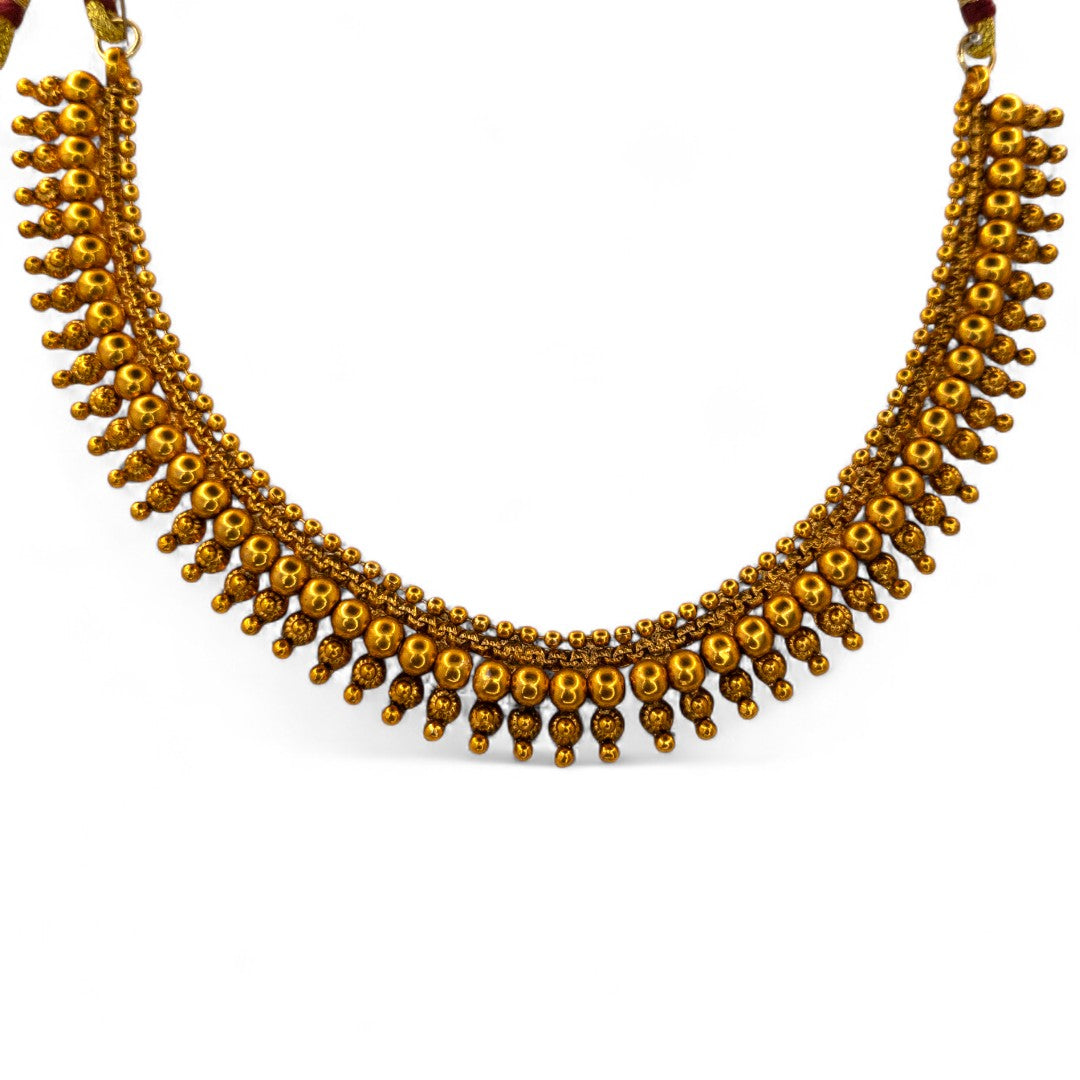 Hals- und Lange Kette mit Ohrringe Set - Mattgold | Combo Set