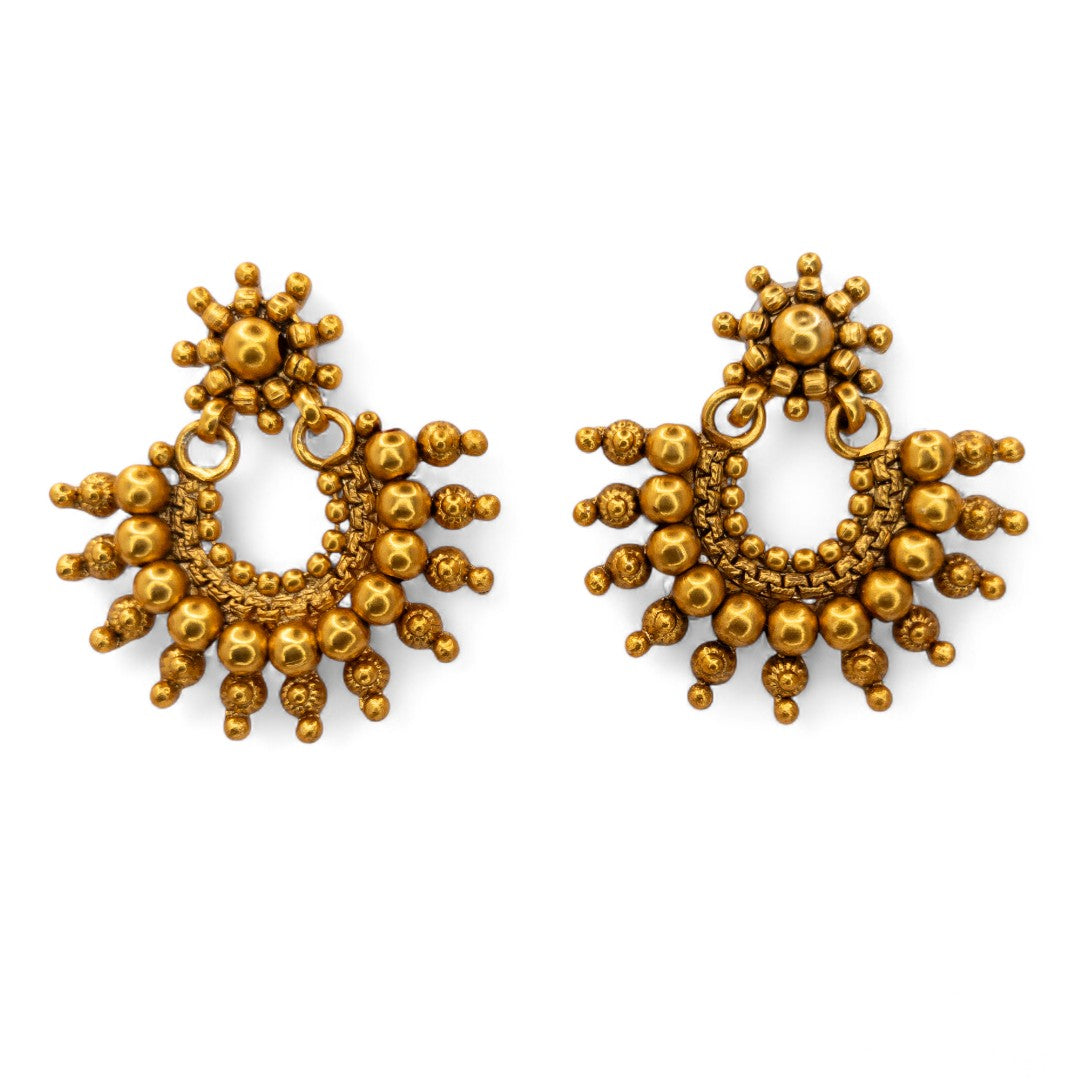 Hals- und Lange Kette mit Ohrringe Set - Mattgold | Combo Set